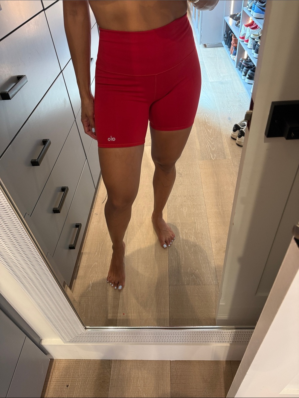 ALO Yoga Red High-Rise Bike Shorts